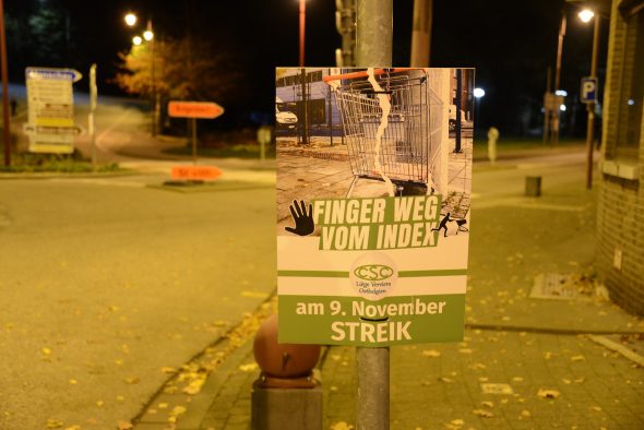Plakat-Aktion der CSC in Eupen