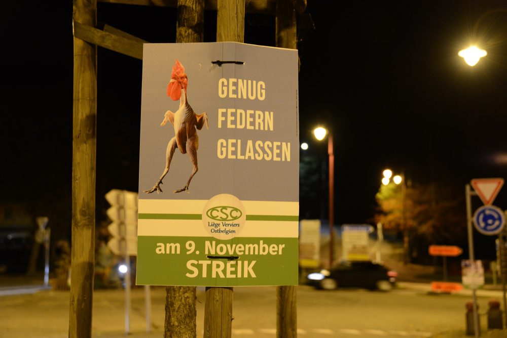 Plakat-Aktion der CSC in Eupen