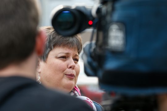 Die SETCa-Vorsitzende Myriam Delmée (Bild: Thierry Roge/Belga)