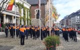 Schweigeminute der Polizei in Eupen für getöteten Kollegen (Bild: Manuel Zimmermann/BRF)