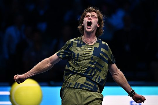 Andrej Rubljow jubelt bei den ATP-Finals in Turin (Bild: Marco Bertorello/AFP)