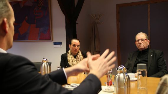 Treffen zwischen Ministerpräsident Paasch, Bildungsministerin Klinkenberg und dem Rektor der Fachhochschule, Prof. Dr. Bernd Pietschmann