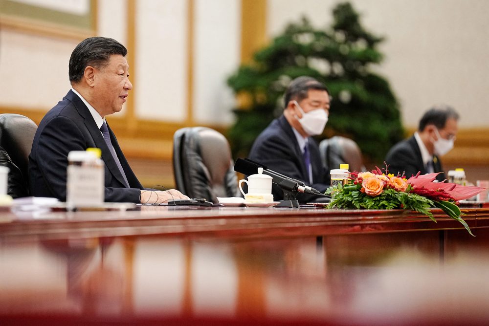 Chinas Staats- und Parteichef Xi Jinping am Freitag in Peking (Bild: Kay Nietfeld/AFP)