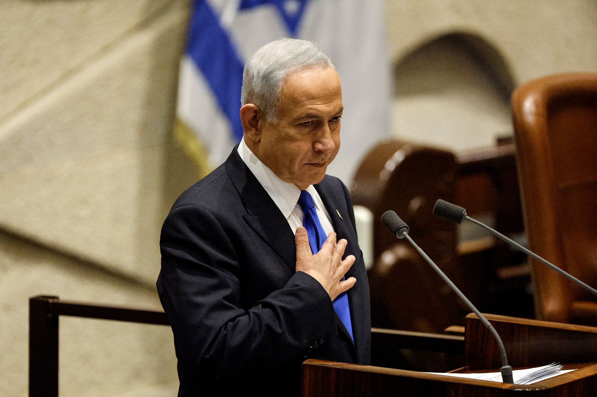 Benjamin Netanjahu am Donnerstag im Parlament in Jerusalem (Bild: Amir Cohen/AFP)