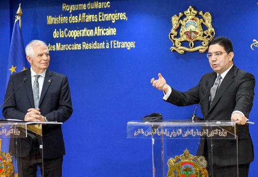 Der EU-Außenbeauftragten Borrell und Marokkos Außenminister Bourita am Donnerstag in Rabat (Bild: AFP)