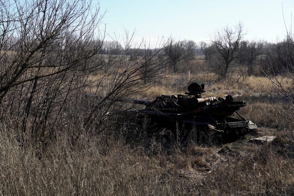 Zerstörter Panzer in Lugansk (Bild: 24. Januar, Stringer/AFP)