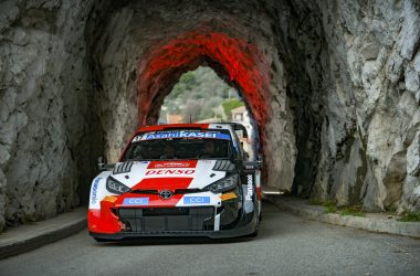 Sébastien Ogier/Vincent Landais beim Shakedown der Rallye Monte-Carlo 2023 (Bild: Toyota Gazoo Racing WRT)