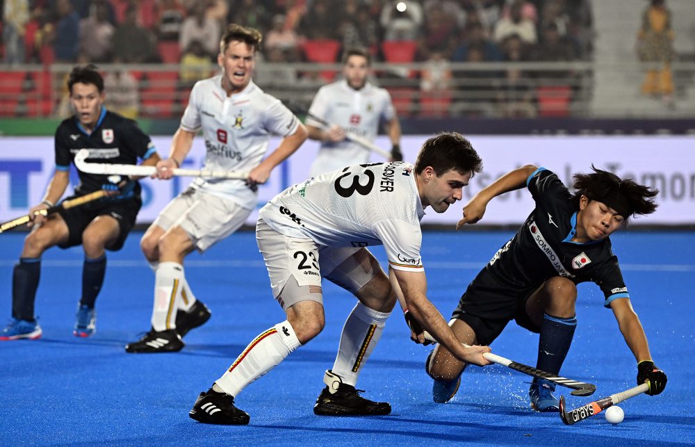 Die Red Lions am Freitag in Indien beim Spiel gegen Japan (Bild: Dirk Waem/Belga)