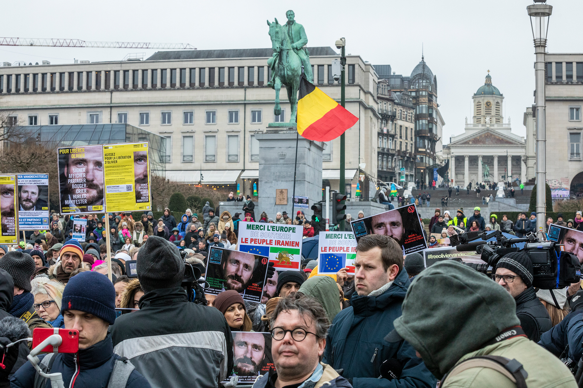 Solidaritätskundgebung für Olivier Vandecasteele am Sonntag, 22. Januar (Bild: Hatim Kaghat/Belga)