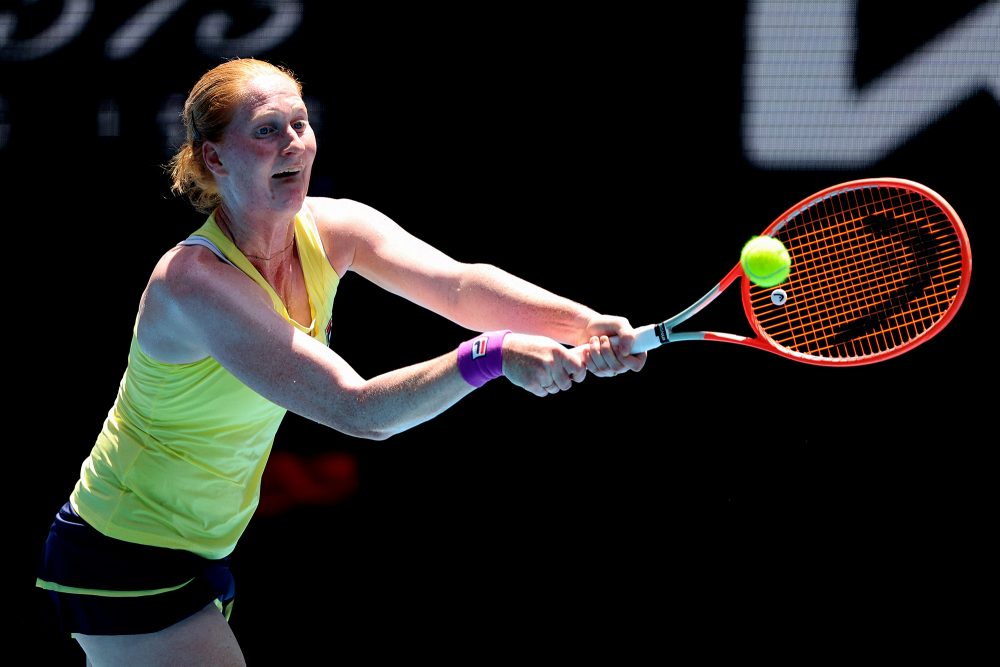 Alison Van Uytvanck im Duell gegen Petra Kvitova (Bild: Martin Keep/AFP)