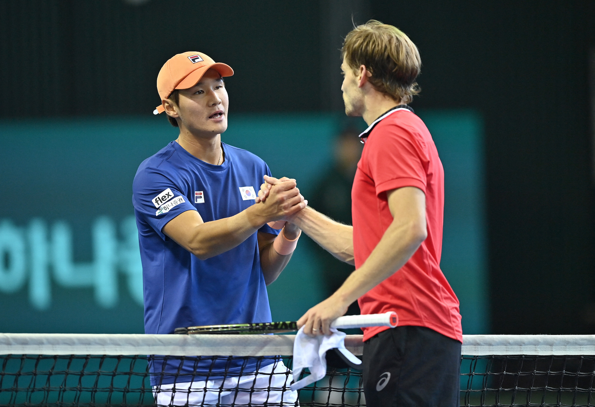 Soon-woo und David Goffin (Bild: Jung Yeon-je/AFP)