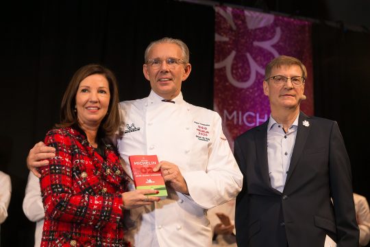 Peter Goossens mit seiner Ehefrau bei der Michelin-Sternevergabe 2020 (Bild: James Arthur Gekiere/Belga)