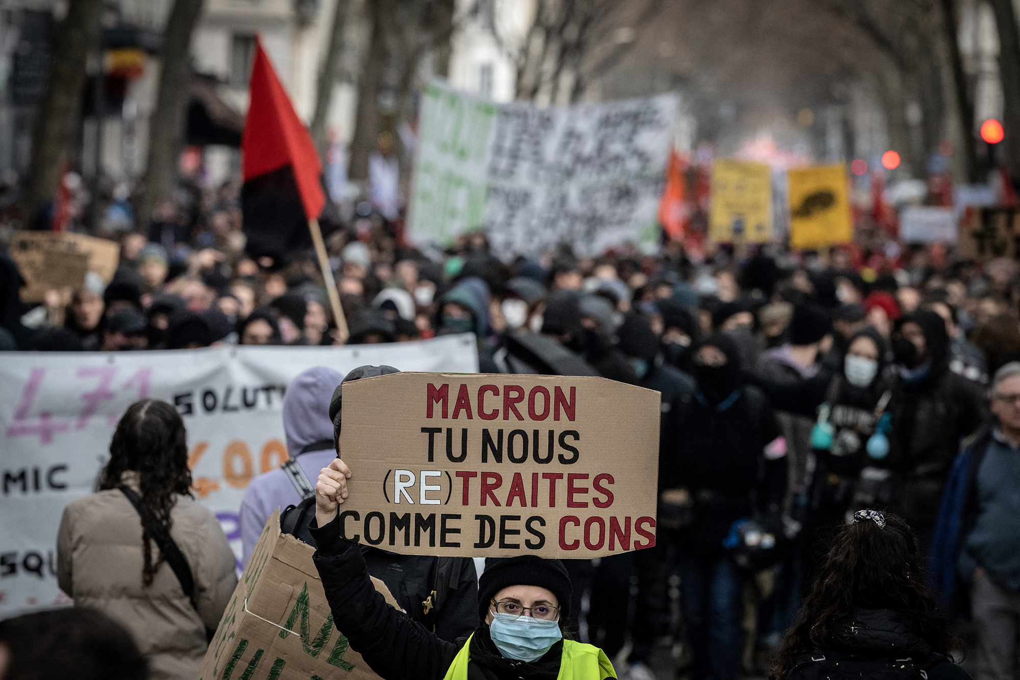 Demo gegen Rentenreform in Lyon (Bild: Jean-Philippe Ksiazek/AFP)