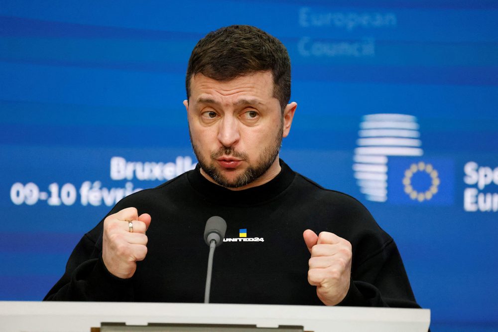 Wolodymyr Selenskyj beim EU-Gipfel in Brüssel (Bild: Ludovic Marin/AFP)