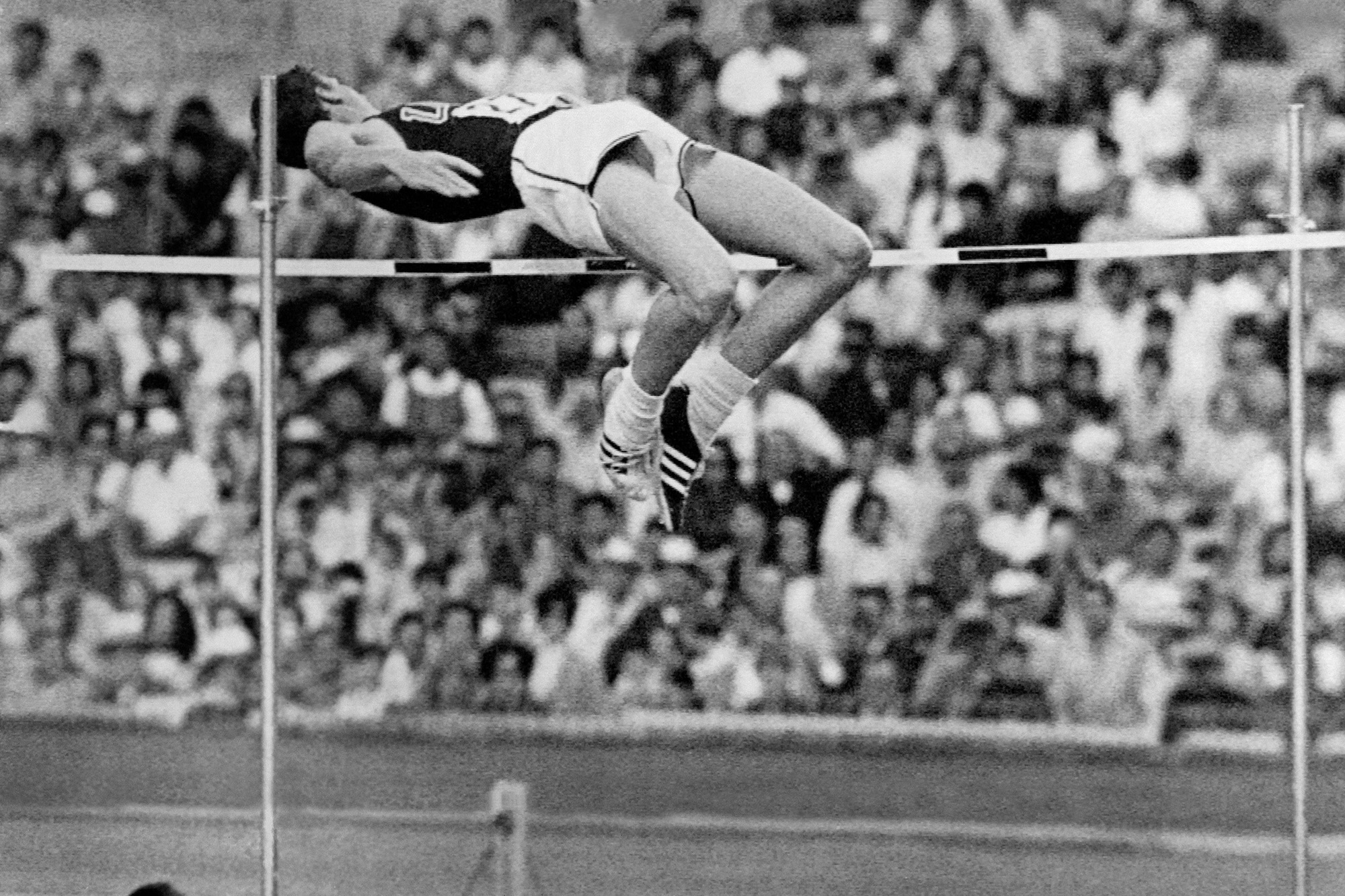 Dick Fosbury bei den Olympischen Spielen im Oktober 1969 in Mexiko-Stadt (Archivbild: AFP)
