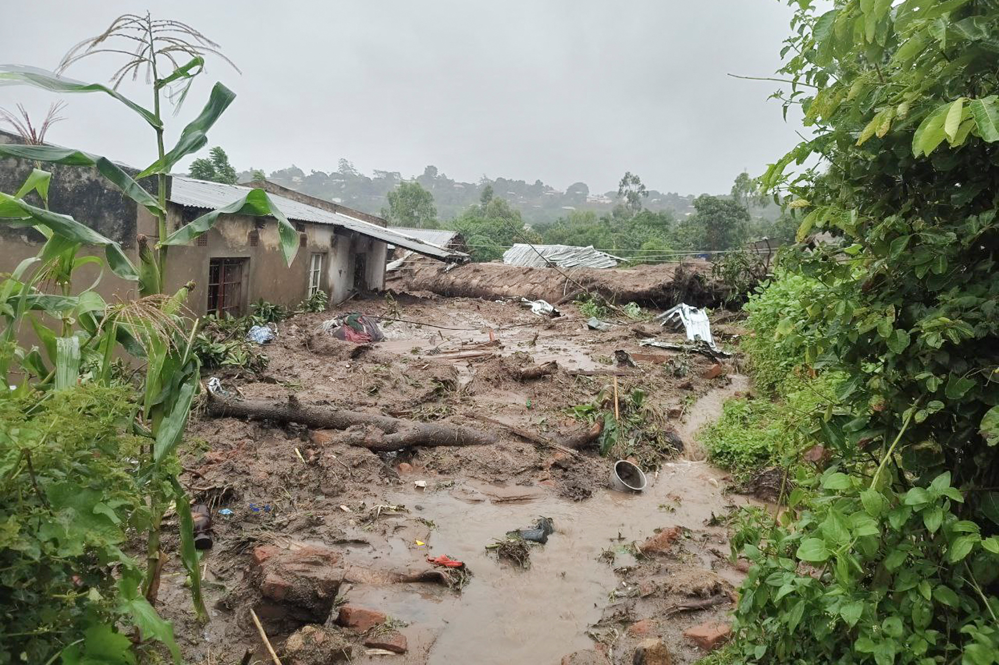Überschwemmungen in Chimkwankhunda in Malawi am 14. März 2023