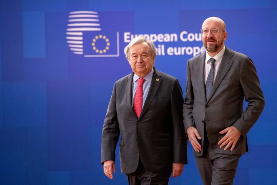 Antonio Guterres und Charles Michel (Bild: Nicolas Maeterlinck/Belga)
