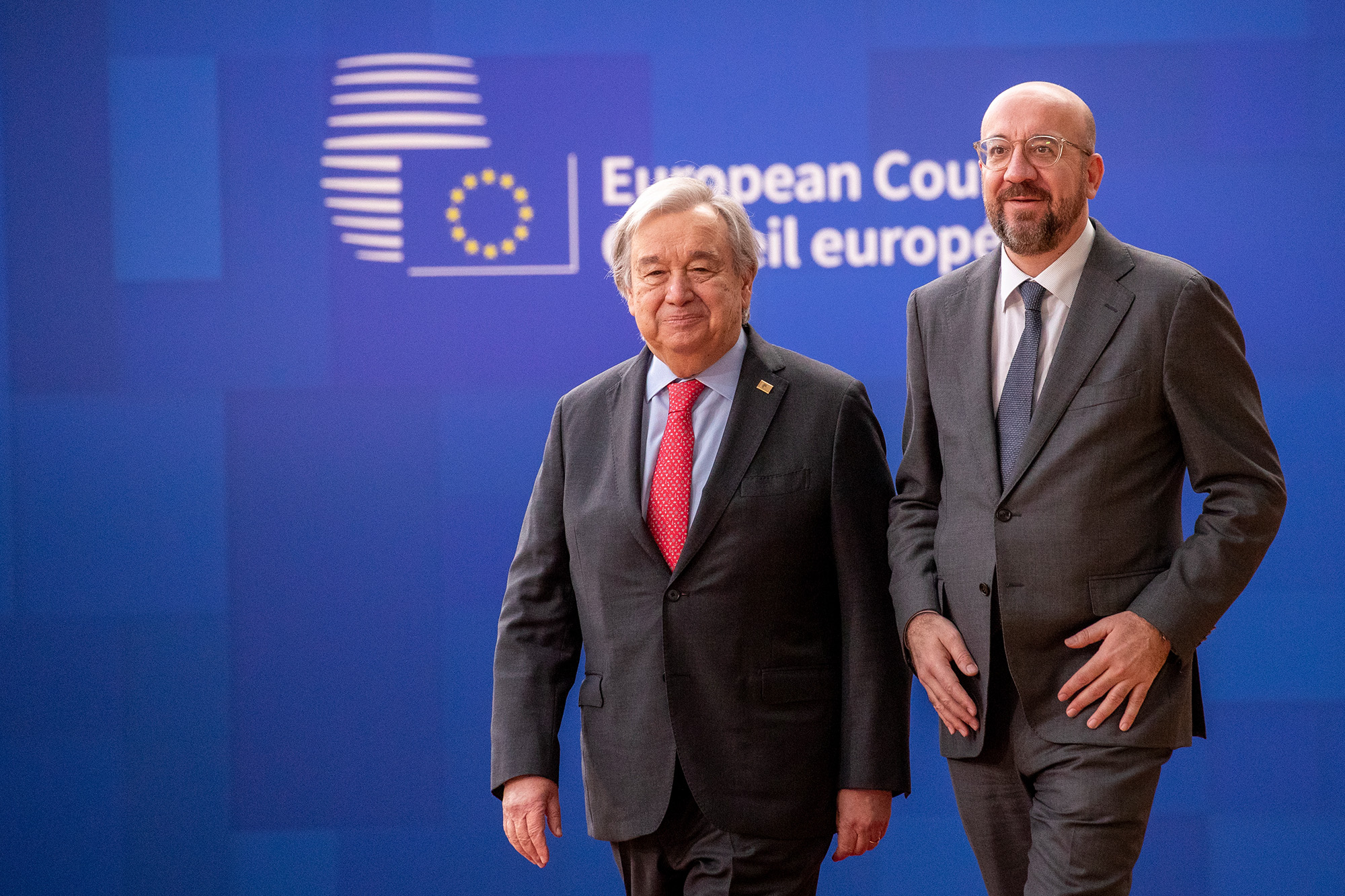 Antonio Guterres und Charles Michel (Bild: Nicolas Maeterlinck/Belga)
