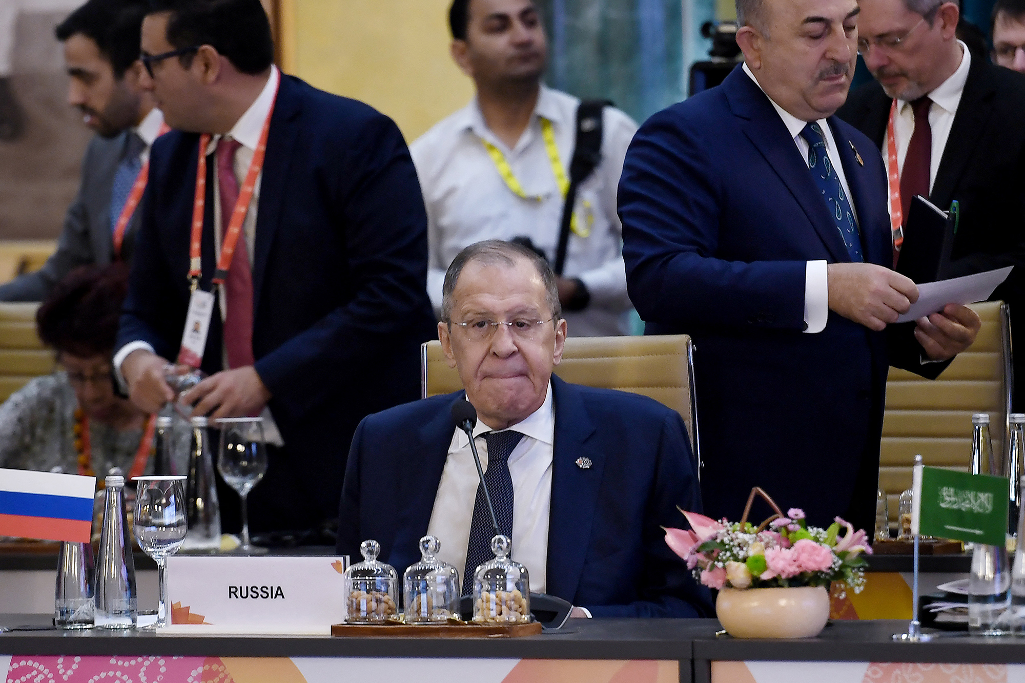 Russlands Außenminister Sergej Lawrow beim Treffen der G20 in Neu-Delhi (Bild: Olivier Douliery/AFP)