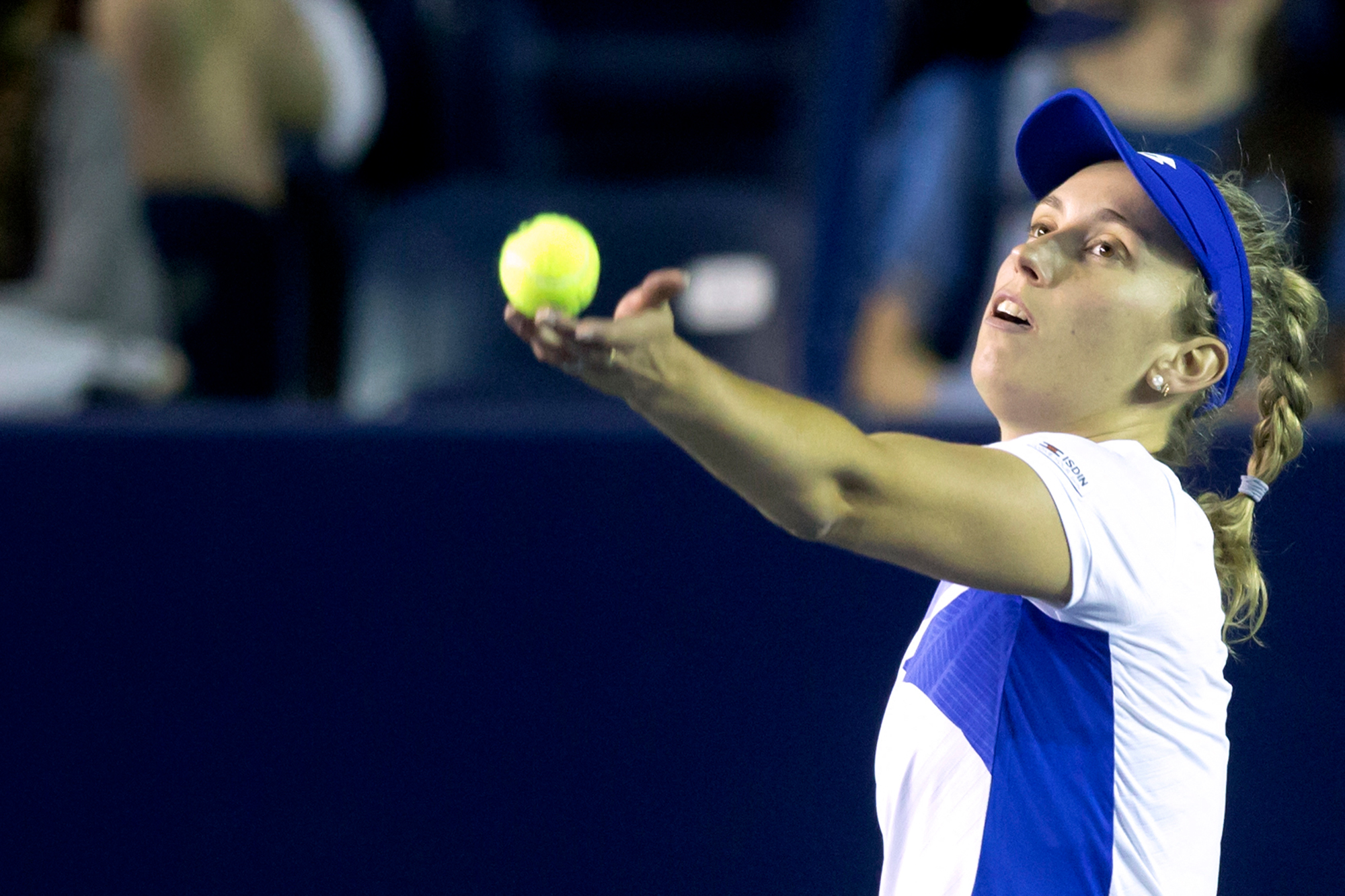 Elise Mertens während ihres Halbfinalspiels gegen die Französin Caroline Garcia bei den WTA Open im mexikanischen Monterrey (Bild: Julio Cesar Aguilar/AFP)