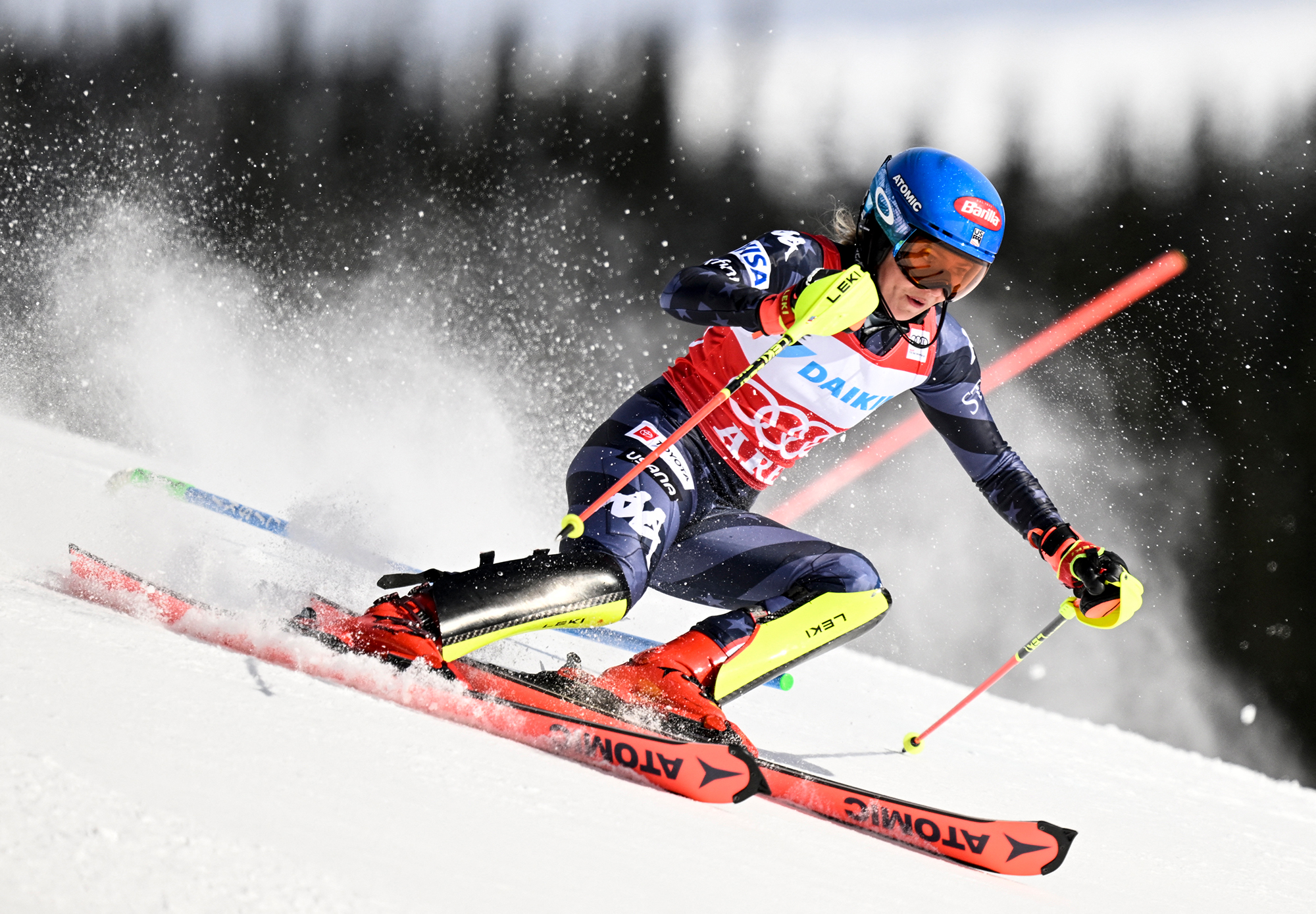 Mikaela Shiffrin beim Slalom im schwedischen Are (Bild: Pontus Lundahl/TT News Agency/AFP)