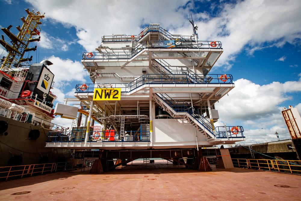 Umspannwerk Northwester 2 der Offshore-Hochspannungsstation von Parkwind im Hafen von Ostende (Bild: Kurt Desplenter/Belga)