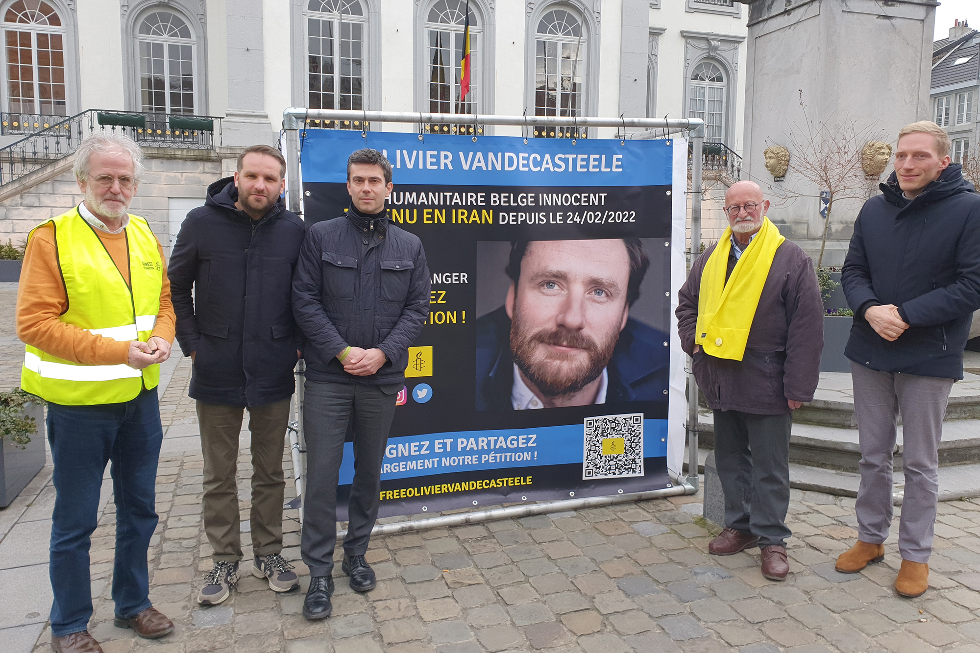 Solidaritätsbekundung für Olivier Vandecasteele in Verviers
