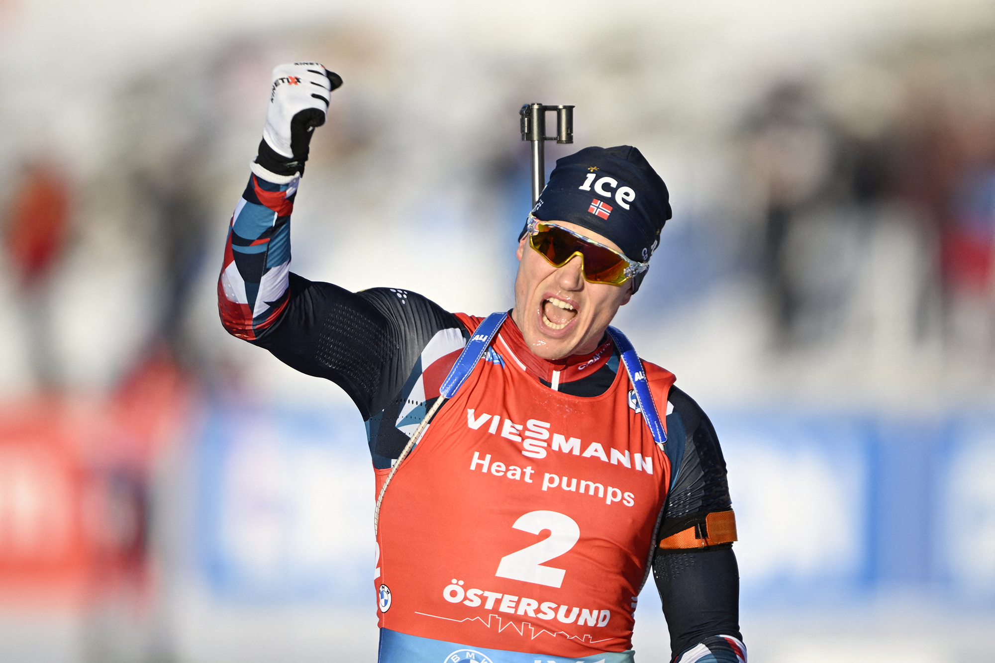 Vetle Christiansen gewinnt Massensprint beim Biathlon-Weltcup (Bild: Anders Wiklund/TT News Agency/AFP)