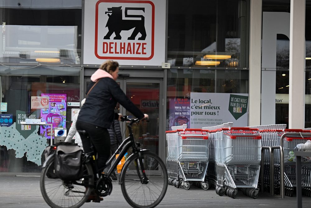 Delhaize-Supermarkt in Sint-Pieters-Leeuw am 17. April (Bild: John Thys/AFP)