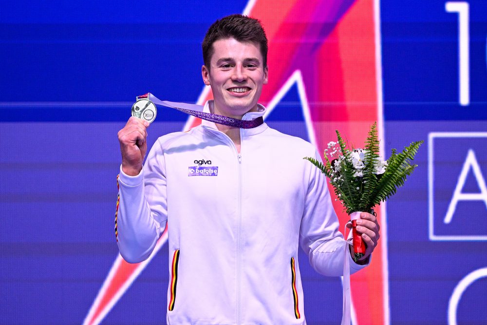 Maxime Gentges gewinnt die Silbermedaille am Pferd - die erste Medaille für die belgischen Männer überhaupt bei einer Turn-EM (Bild: Laurie Dieffembacq/Belga)