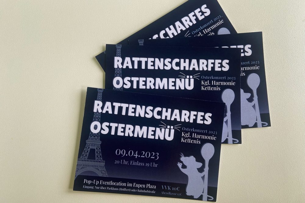Eintrittskarten für "Rattenscharfes Ostermenü", das Osterkonzert der Harmonie Kettenis in Eupen (Bild: Julia Slot/BRF)