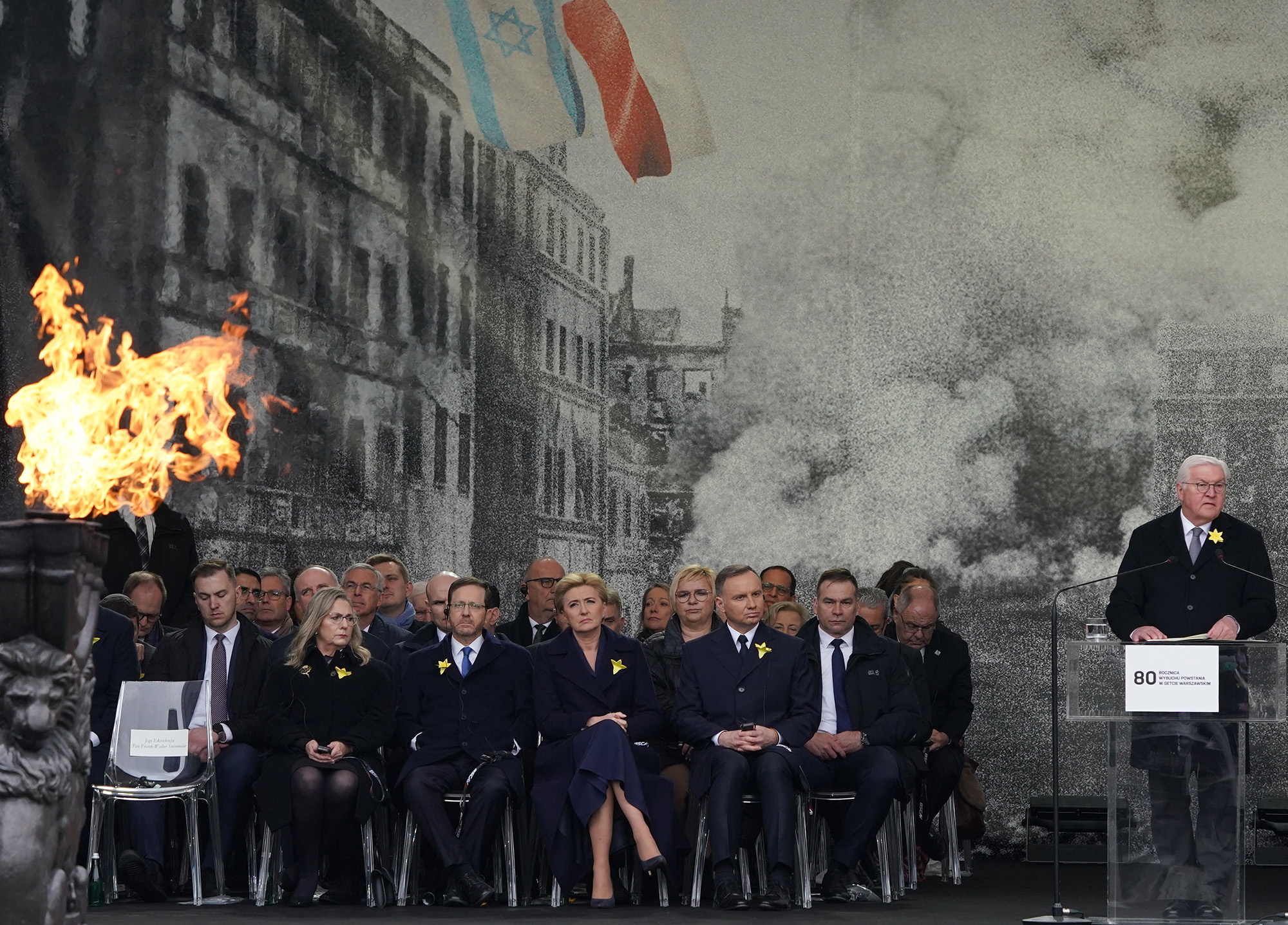 Bundespräsident Steinmeier bei der Gedenkveranstaltung zum 80. Jahrestag des Aufstandes im Warschauer Ghetto (Bild: Janek Skarzynski/AFP)
