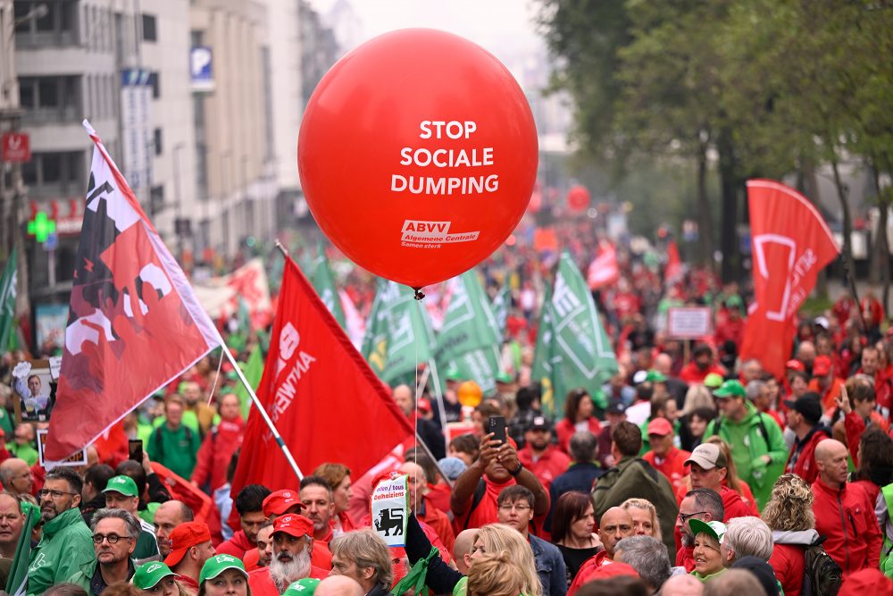 Nationaler Aktionstag am 22. Mai: Großdemo der Gewerkschaften in Brüssel (Bild: Laurie Dieffembacq/Belga)