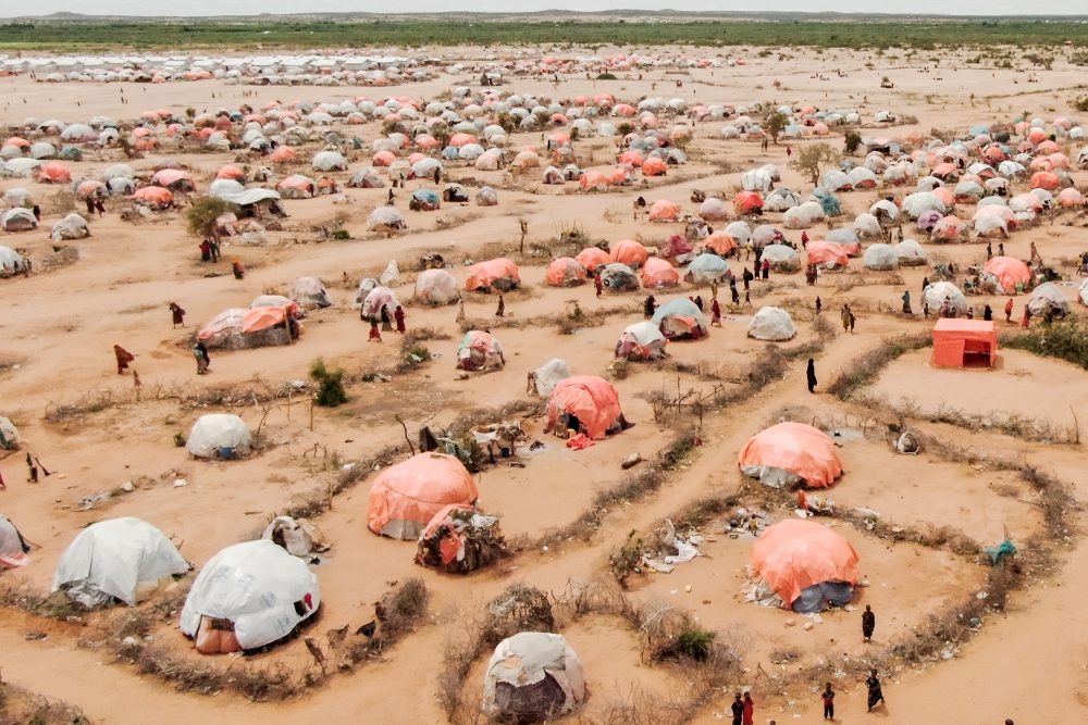 Somalische Binnenflüchtlinge in Dolow am 1. Mai (Bild: Hassan Ali Elmi/AFP)