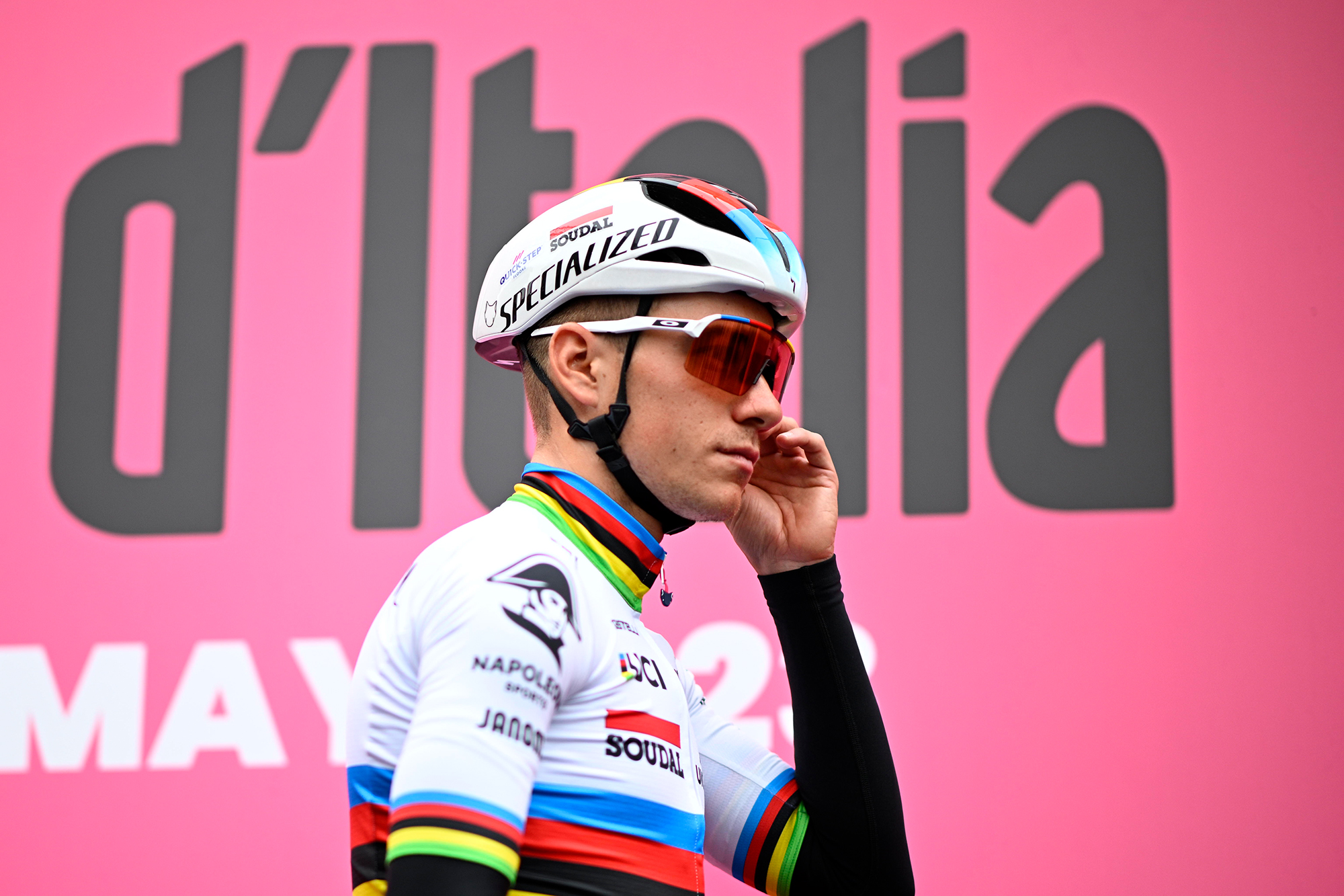 Remco Evenepoel beim Start der achten Etappe am Samstagmorgen in Terni (Bild: Jasper Jacobs/Belga)