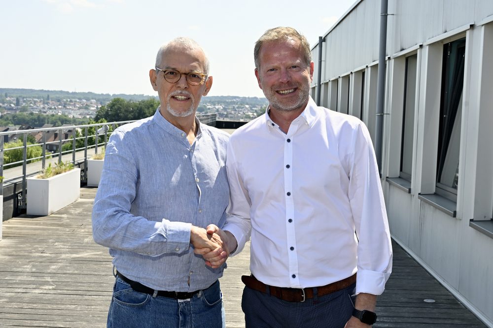 Jef Colruyt mit seinem Nachfolger Stefan Goethaert (Bild: Eric Lalmand/Belga)