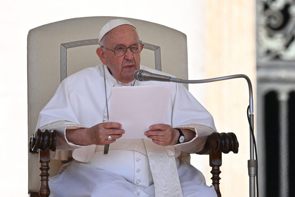 Papst Franziskus bei der Generalaudienz auf dem Petersplatz am Mittwochmorgen (Bild: Andreas Solaro/AFP)