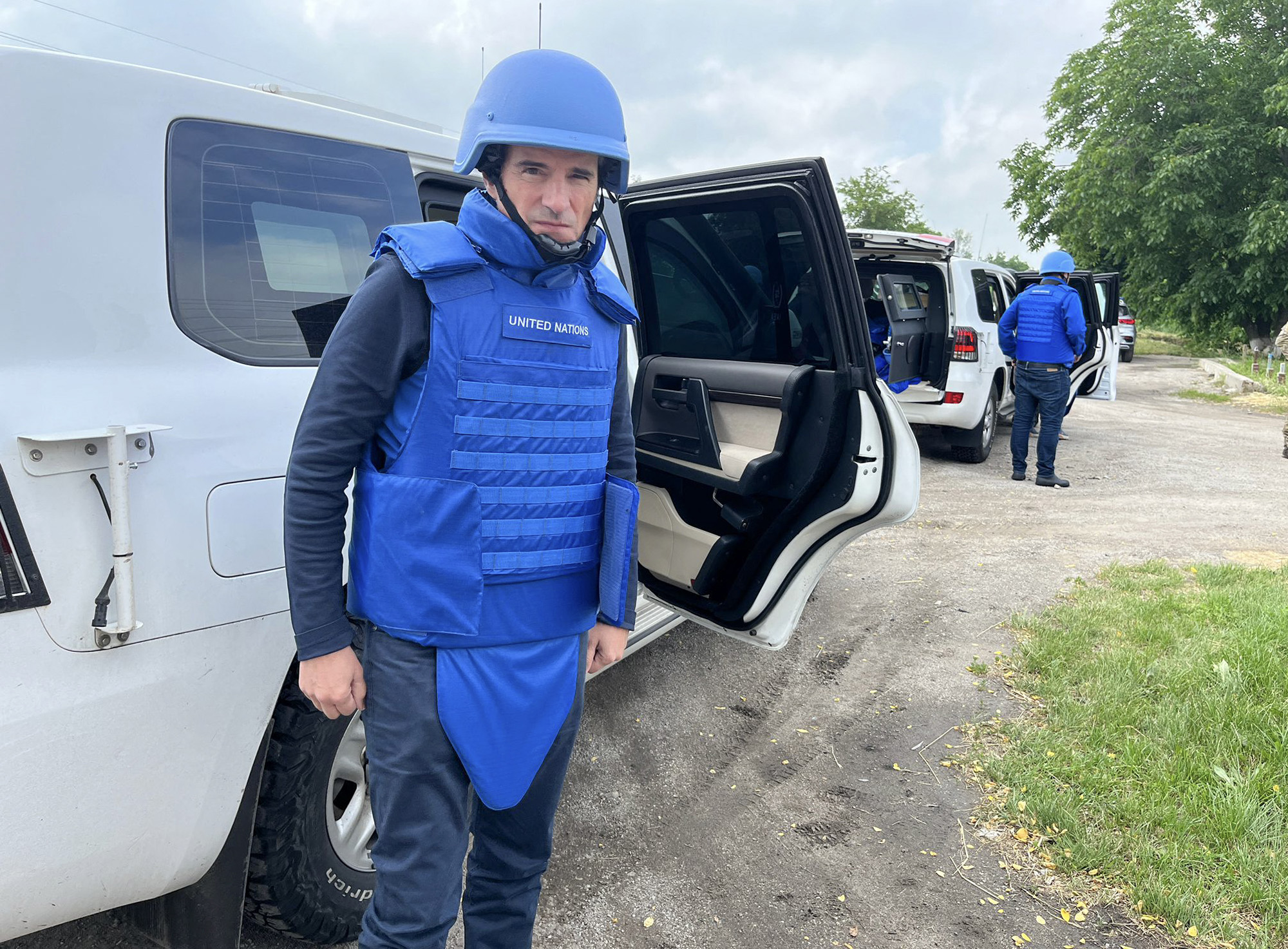 IAEA-Chef Grossi mit Verzögerung in AKW Saporischschja eingetroffen (Bild: Frederik Dahl/IAEA/AFP)