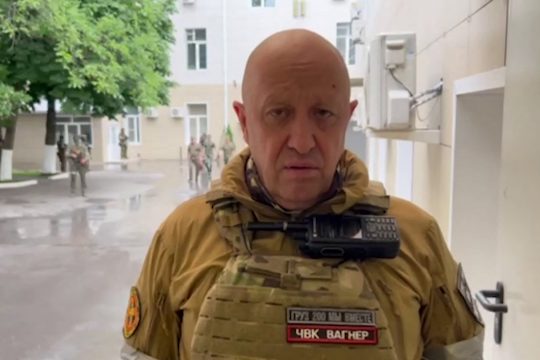 Wagner-Chef Prigoschin in einem Telegram-Video am Samstagmorgen