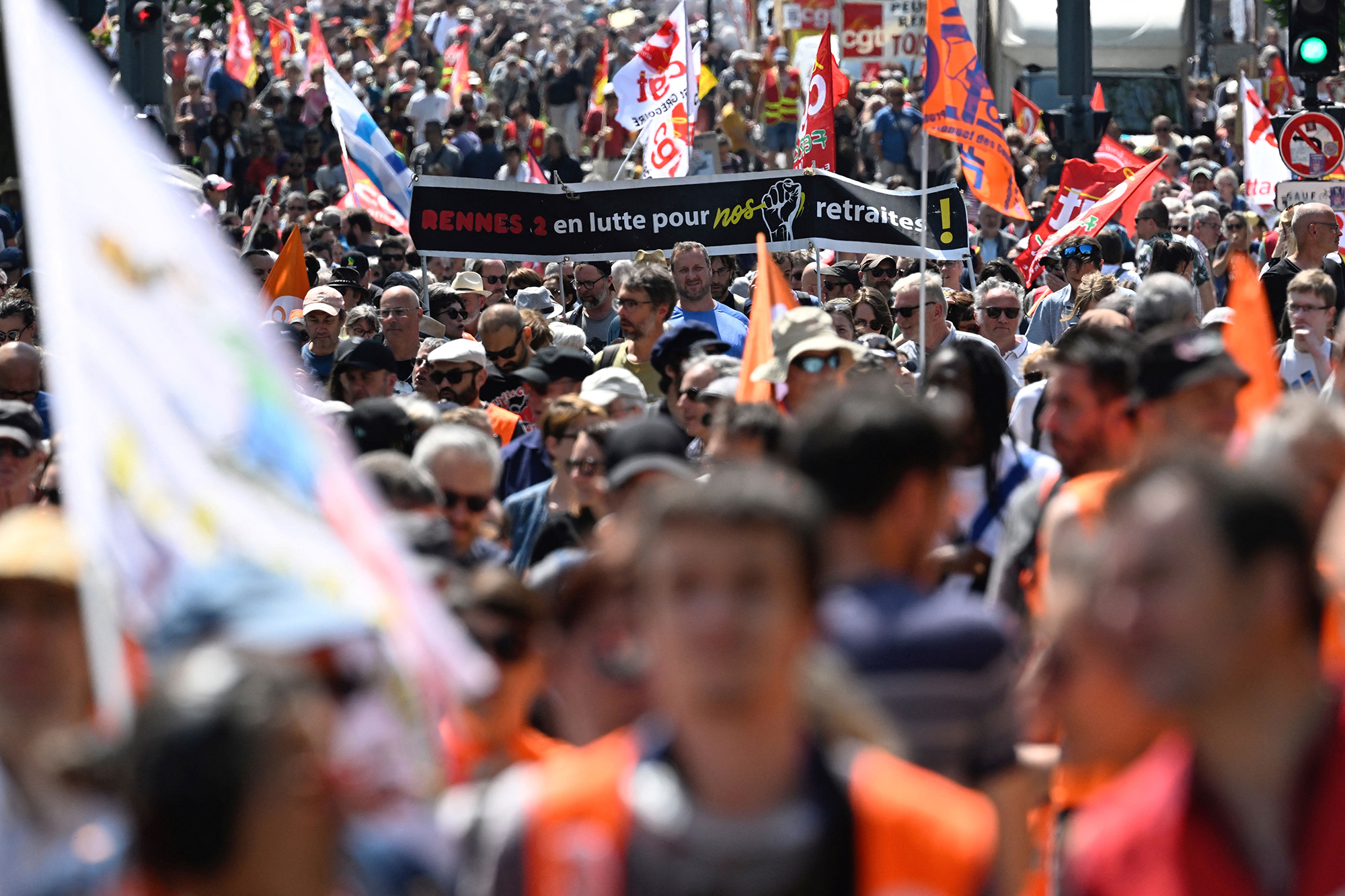 Demonstration gegen die Rentenreform in Rennes (Bild: Damien Meyer/AFP)