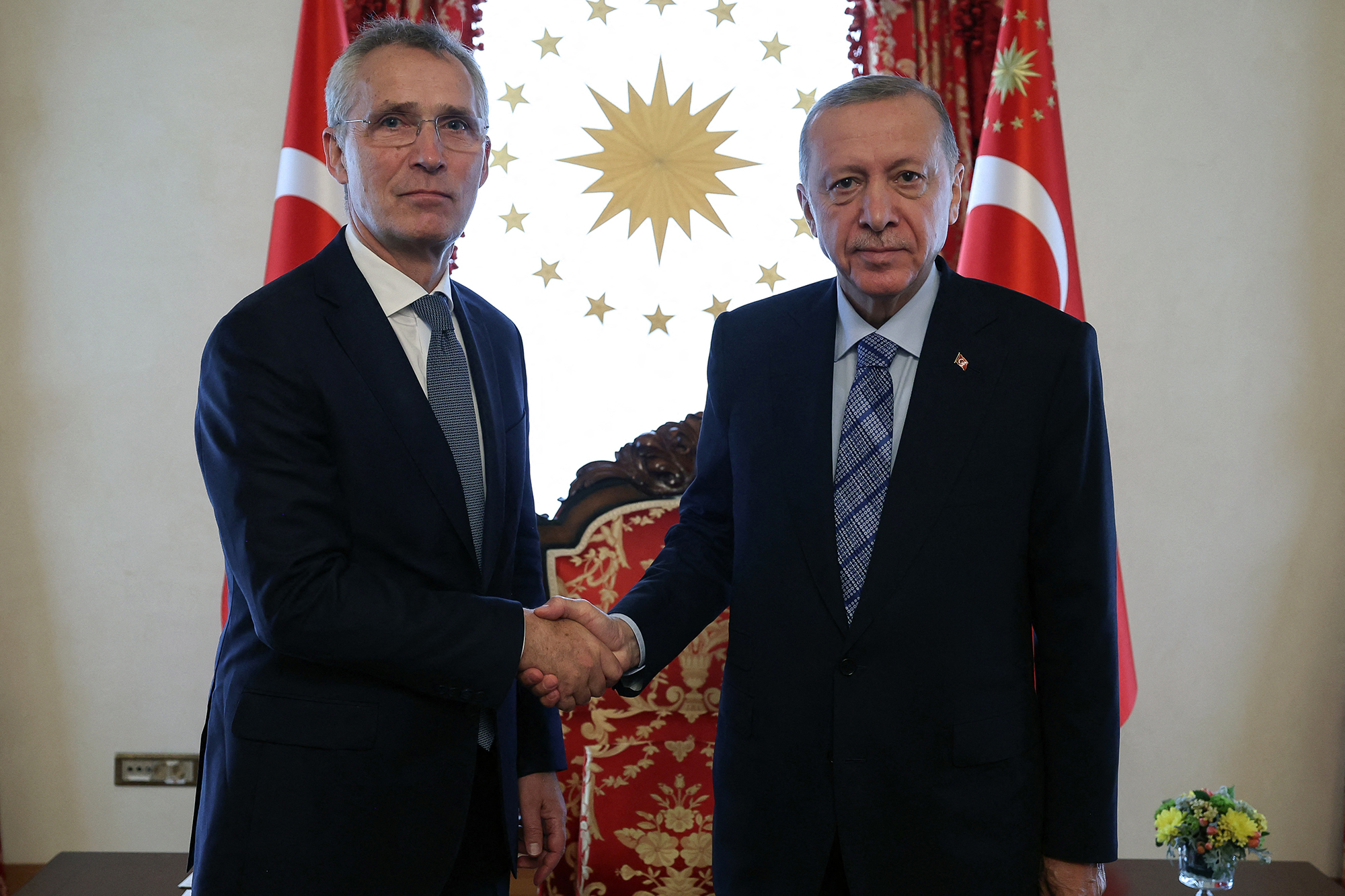 Nato-Generalsekretär Stoltenberg mit dem türkischen Präsidenten Erdogan (Bild: Press Office of the Republic of Turkey/AFP)