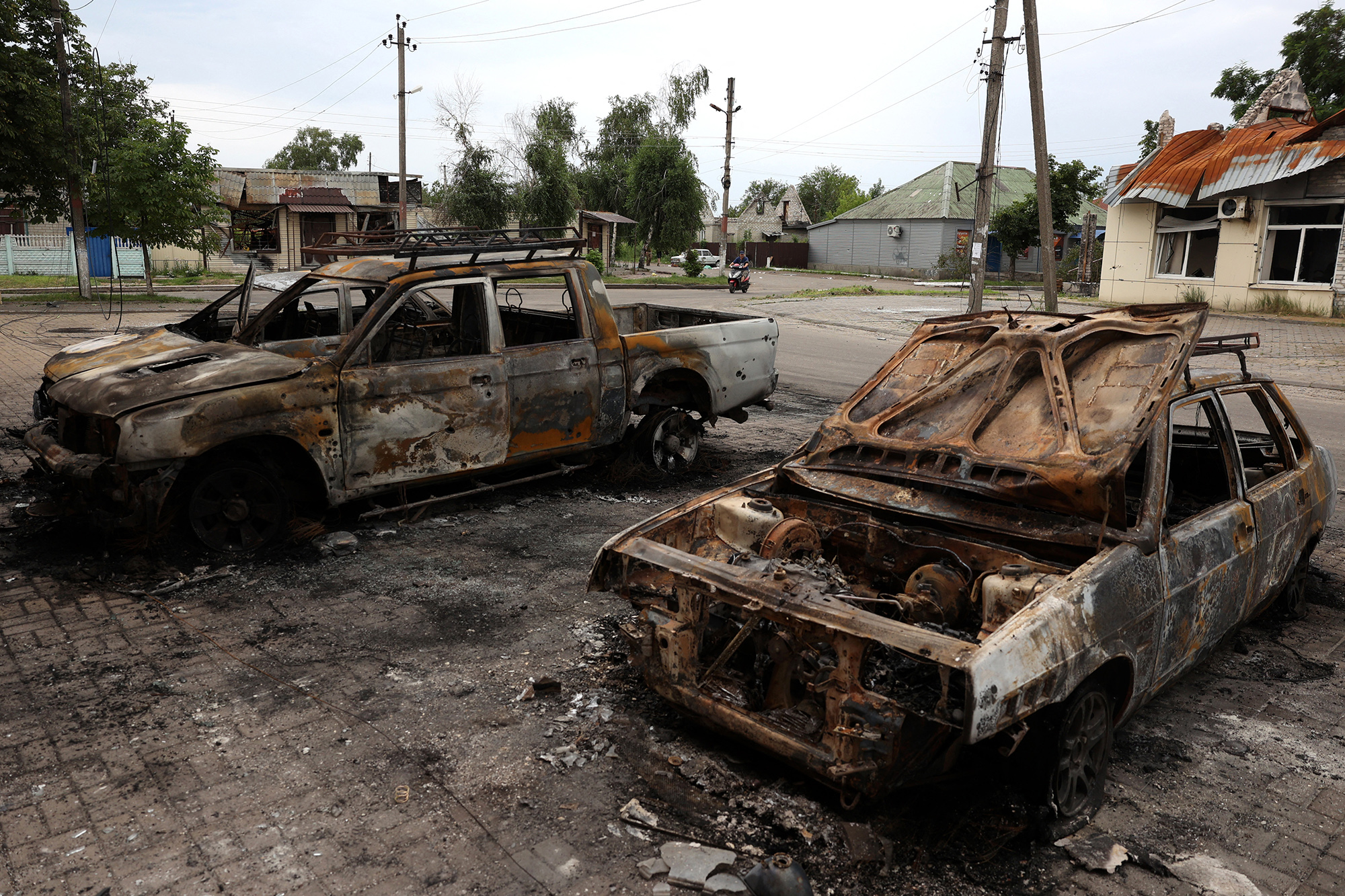 Die ostukrainische Stadt Lyman am 8. Juli nach dem Beschuss (Bild: Stringer/AFP)