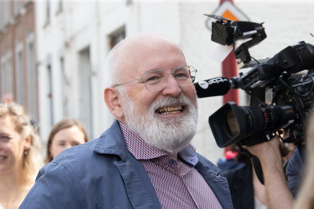 EU-Kommissionsvize Timmermans beim Besuch in Chaudfontaine am vergangenen Wochenende (Bild: Bruno Fahy/Belga)