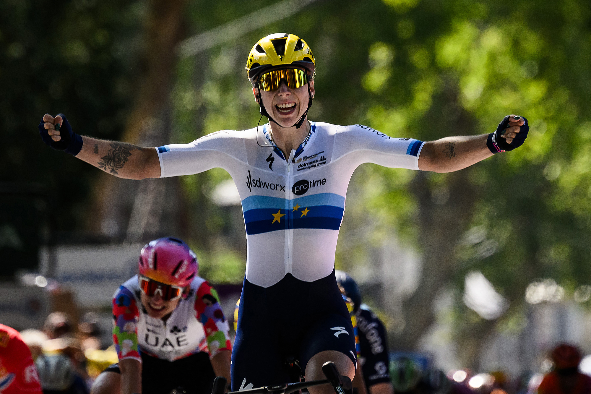 Die Niederländerin Lorena Wiebes gewinnt die dritte Etappe der Tour de France Femmes 2023 (Bild: Jeff Pachoud/AFP)