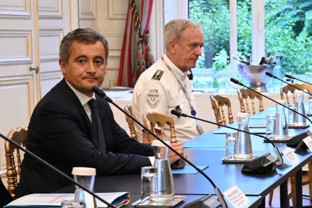 Der französische Innenminister Gerald Darmanin und Polizeichef Frederic Veaux (Archivbild: Bertrand Guay/AFP)