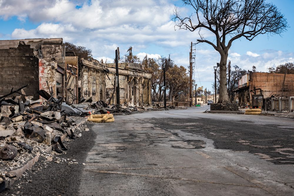 Zerstörte Gebäude in Lahaina nach dem Feuer (Bild: Staff Sergeant Matthew A. Foster/DVIDS/AFP)