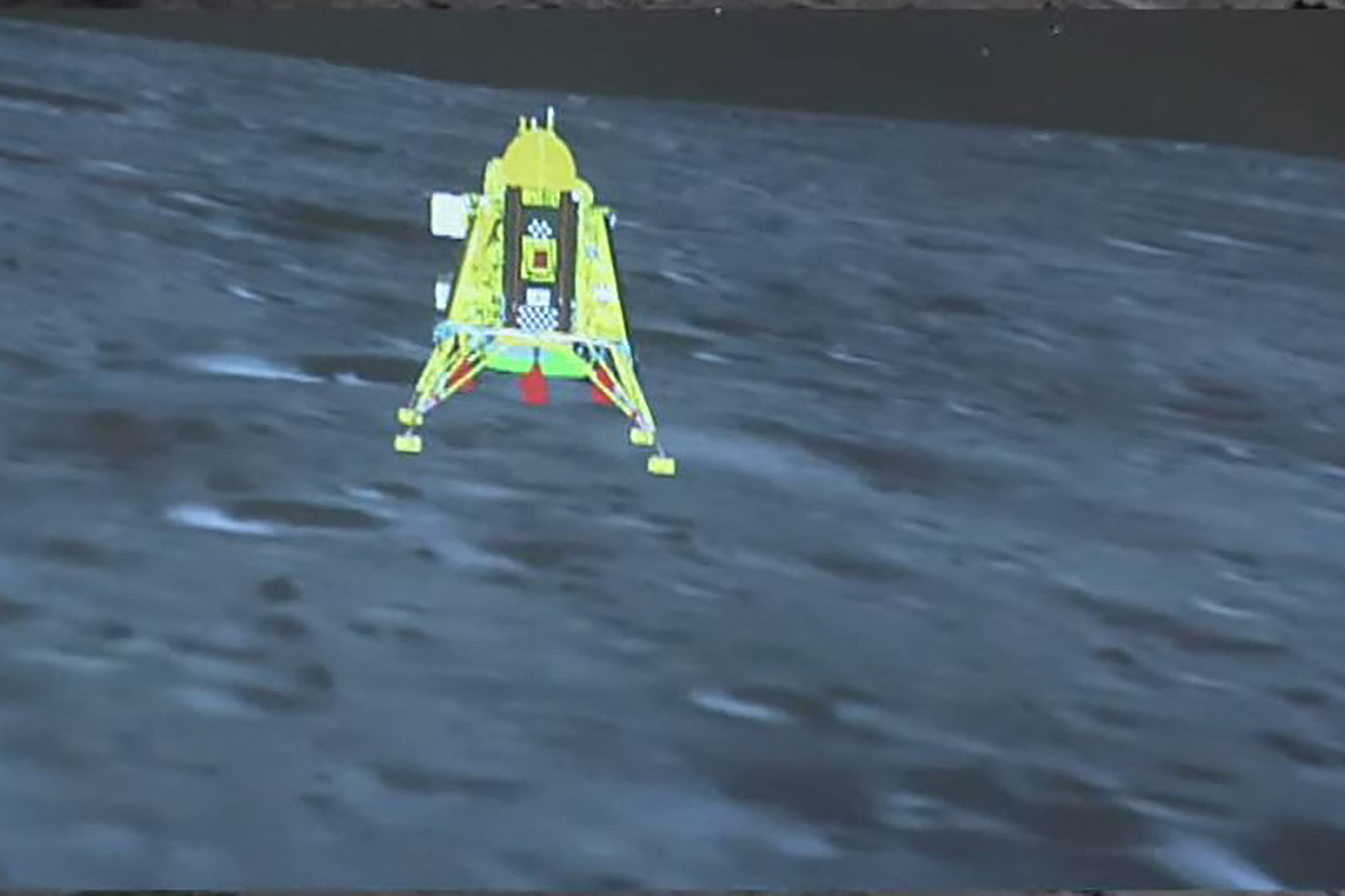Live-Bilder der Indian Space Research Organisation (ISRO) von der Mondlandung (Bild: AFP)