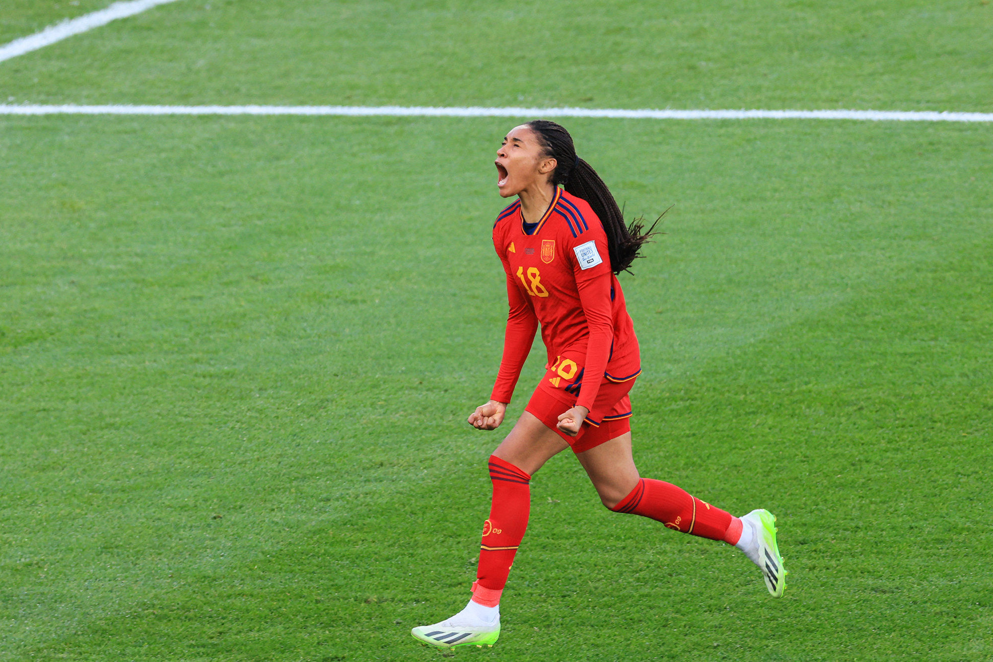Salma Paralluelo nach ihrem Treffer zum entscheidenden 2:1 (Bild: Grant Down/AFP)