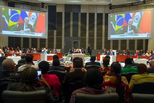 Rede von Wladimir Putin beim Brics-Gipfel (Bild: Alet Pretorius/AFP)