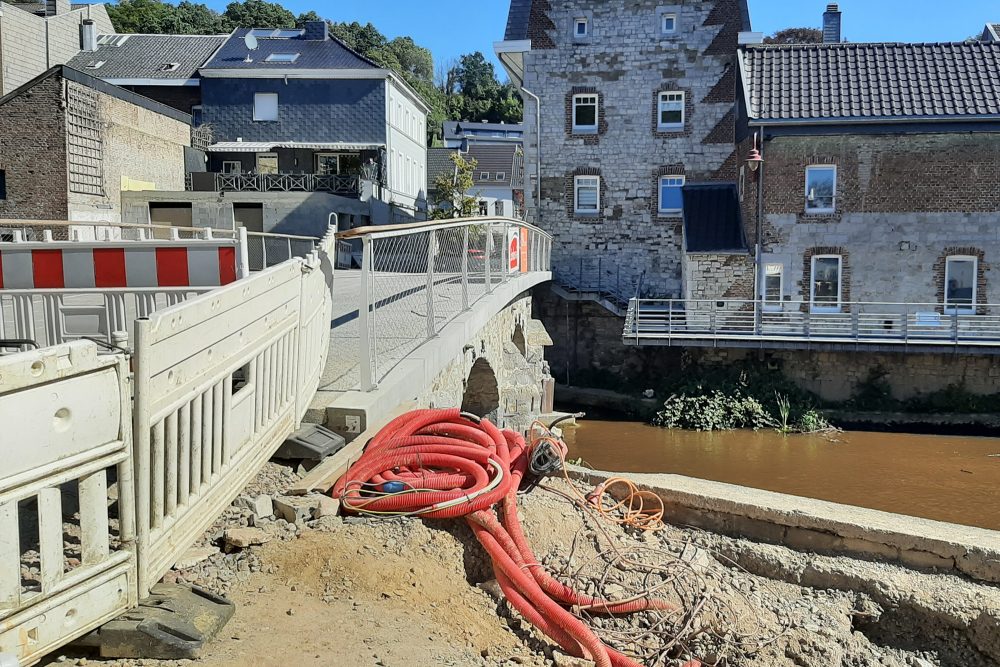 Brücke Malmedyer Straße im Seiseleveedel-Viertel Eupen Bauarbeiten Hochwasser